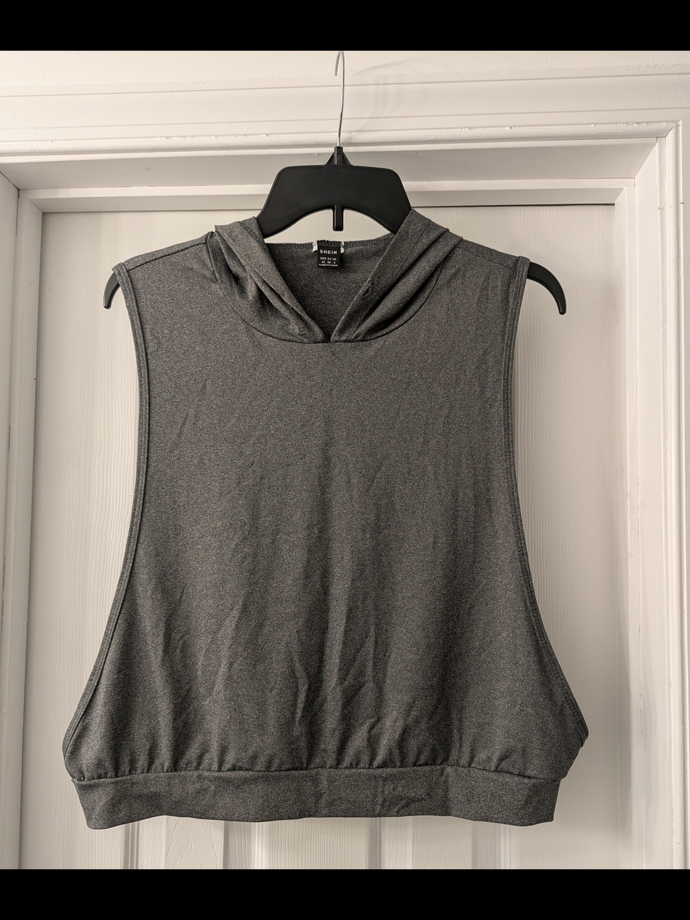 SHEIN Charcoal Gray Sleeveless Hooded Muscle Tee